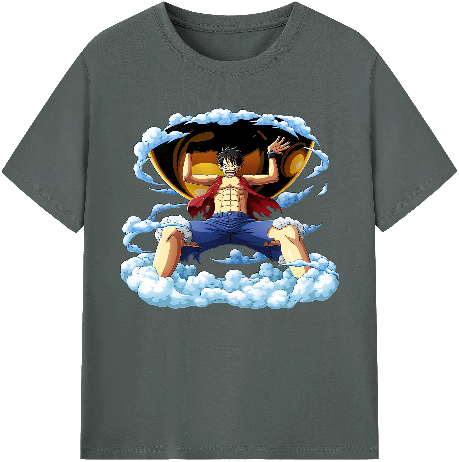 ワンピース モンキー・D・ルフィ ONE PIECE Monkey D. Luffy 綿100％ メンズ半袖Tシャツ｜肌触りやわらか＆通気性
